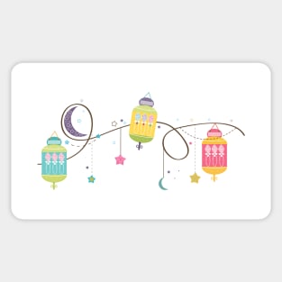 Ramadan Kareem with colorful lamps crescents Sticker